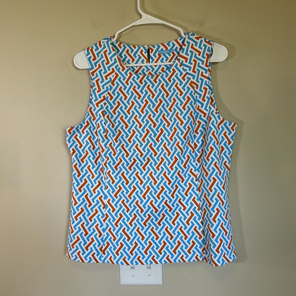 J. MCLAUGHLIN Smooth Stretch Women's Size XL Sleeveless Tank Top Woven Geo Print
